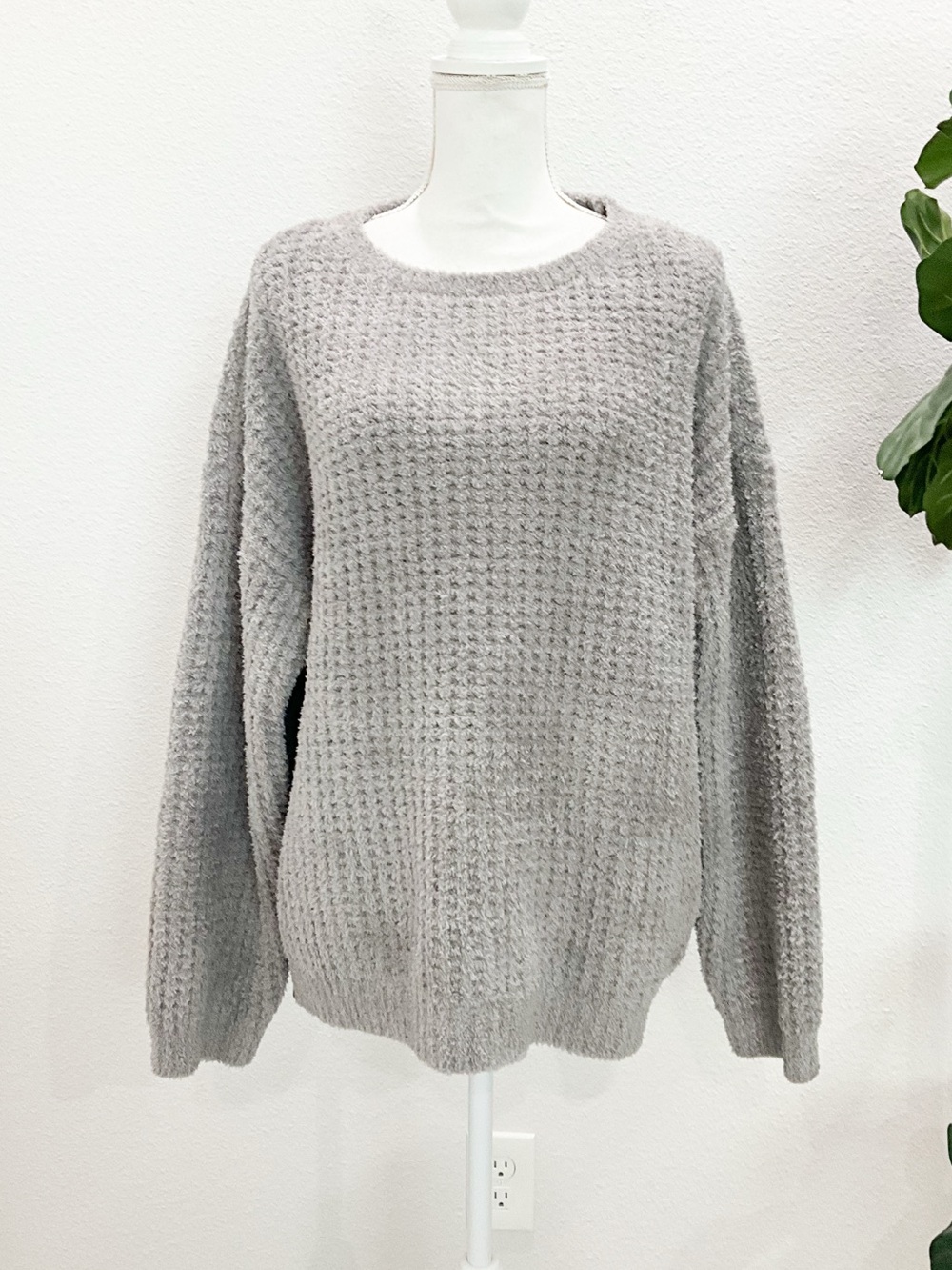 Barefoot Dreams CozyChic Waffle Gray Pullover Size XL
